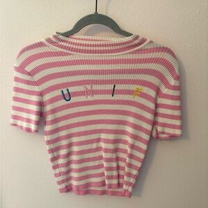 UNIF Pink and White Striped Kids Tee